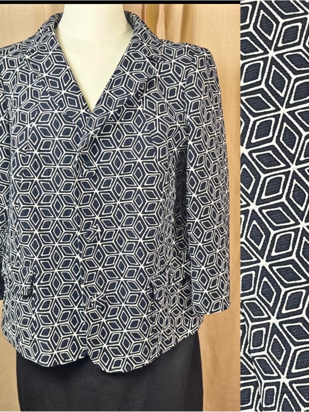 Women’s Talbots Blazer 14 petites Navy Blue Breathable Work Clothes Cotton EUC
